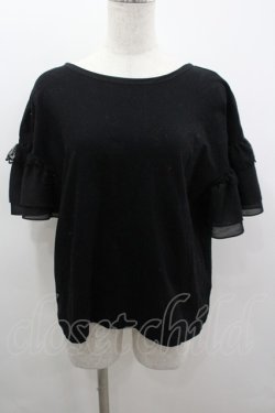 画像1: Maison de minette / frill sleeve cutsew（フリルスリーブカットソー）  黒 I-26-03-12-008-LO-TO-SA-ZI
