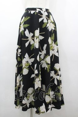 画像1: KANEKO ISAO / マグノリア柄スカート  ブラック I-26-03-12-082-EL-SK-SA-ZI