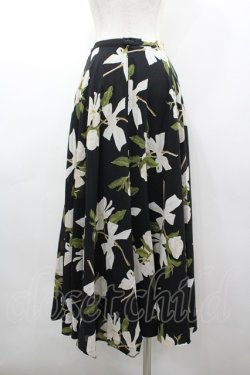 画像2: KANEKO ISAO / マグノリア柄スカート  ブラック I-26-03-12-082-EL-SK-SA-ZI