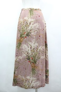 画像2: KANEKO ISAO / すすきブーケ柄スカート  ピンク I-26-03-12-084-EL-SK-SA-ZI