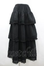 画像1: KANEKO ISAO / ピンタック&レース段スカート  ブラック I-26-03-12-088-EL-SK-SA-ZI (1)