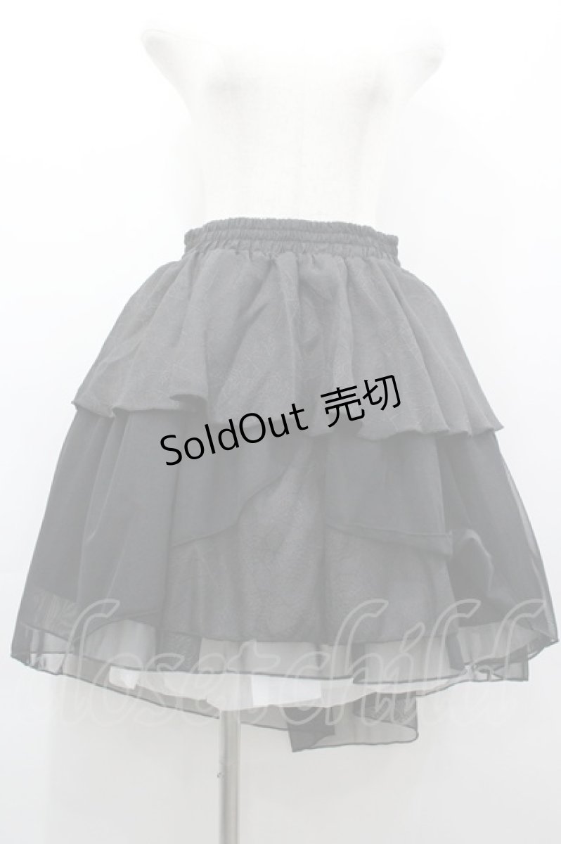 画像1: 未知星辰的来信 / 蜘蛛の巣プリント2段フリルスカート  黒 I-26-03-12-090-LO-SK-SA-ZI (1)