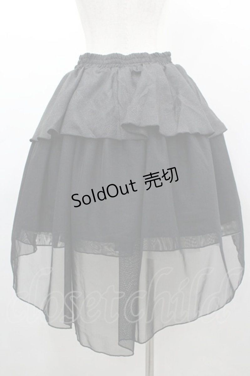 画像2: 未知星辰的来信 / 蜘蛛の巣プリント2段フリルスカート  黒 I-26-03-12-090-LO-SK-SA-ZI (2)