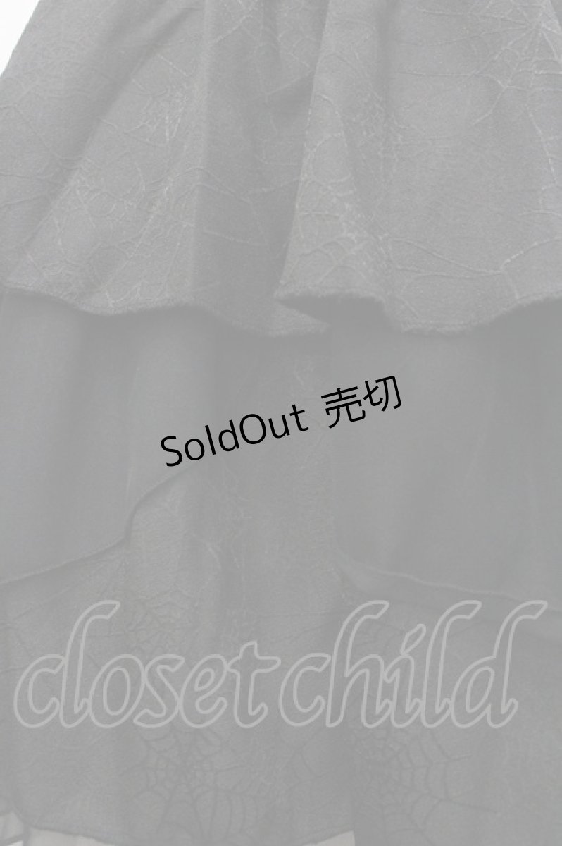 画像3: 未知星辰的来信 / 蜘蛛の巣プリント2段フリルスカート  黒 I-26-03-12-090-LO-SK-SA-ZI (3)