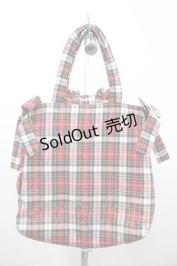 画像2: MOMOKO HOUSE / タータンチェックハートハンドバッグ  赤チェック I-26-03-12-097-LO-BG-SA-ZI