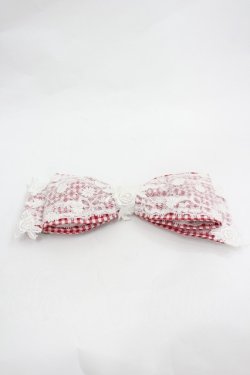 画像2: MOMOKO HOUSE / ギンガムチェックレースリボンヘッドドレスクリップ  赤Ｘ白チェック I-26-03-12-099-LO-AC-SA-ZI