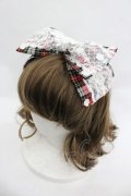 MOMOKO HOUSE / タータンチェックレースリボンヘッドドレスクリップ  赤チェック I-26-03-12-100-LO-AC-SA-ZI