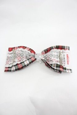 画像3: MOMOKO HOUSE / タータンチェックレースリボンヘッドドレスクリップ  赤チェック I-26-03-12-100-LO-AC-SA-ZI