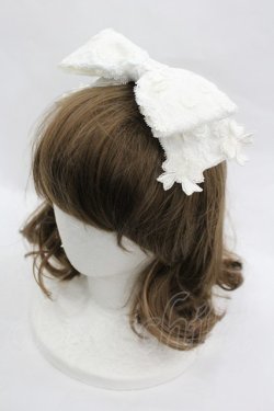 画像1: MOMOKO HOUSE / レースリボンヘッドドレスクリップ  白 I-26-03-12-120-LO-AC-SA-ZI