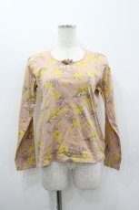 画像1: PINK HOUSE / ミモザ柄長袖Tシャツ M ピンク I-26-03-12-013-LO-TS-SA-ZI (1)
