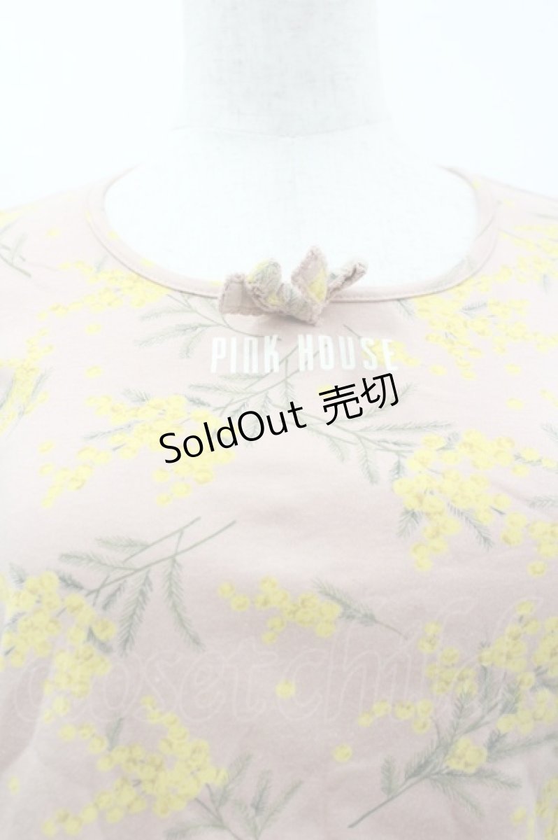 画像3: PINK HOUSE / ミモザ柄長袖Tシャツ M ピンク I-26-03-12-013-LO-TS-SA-ZI (3)
