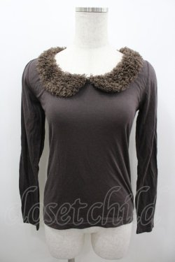 画像1: Fi.n.t / ファー襟カットソー  ブラウン I-26-03-12-015-CA-TO-SA-ZI