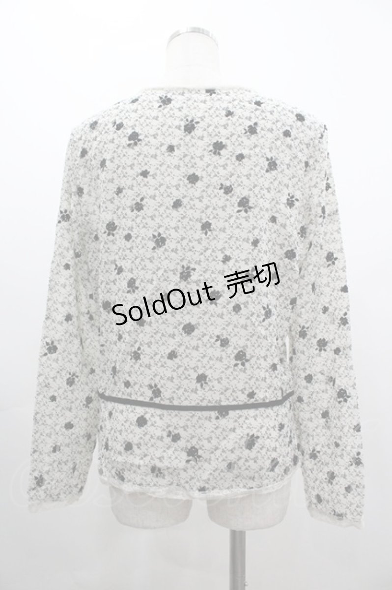 画像3: INGEBORG / フロッキーバラptVネックカーディガン  ホワイト×ブラック I-26-03-12-019-LO-TO-SA-ZI (3)