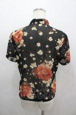 画像3: INGEBORG / チャイナボタンフラワーシフォン半袖ブラウス S ブラック I-26-03-12-020-LO-BL-SA-ZI (3)