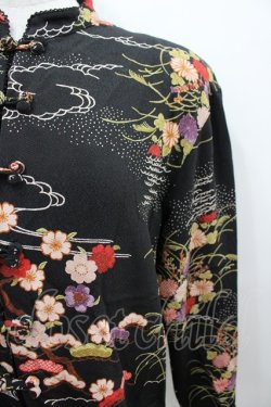 画像2: KANEKO ISAO / ちりめんチャイナブラウス  ブラック I-26-03-12-022-EL-BL-SA-ZI