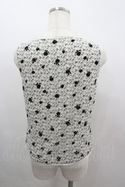 画像3: INGEBORG / フロッキーバラptノースリーブブラウス  ホワイト×ブラック I-26-03-12-024-LO-TO-SA-ZI