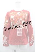 PINK HOUSE / 苺&チェリー柄パッチワーク長袖Tシャツ L レッド I-26-03-12-026-LO-TS-SA-ZI