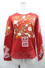 画像1: PINK HOUSE / 苺&チェリー柄パッチワーク長袖Tシャツ L レッド I-26-03-12-026-LO-TS-SA-ZI (1)