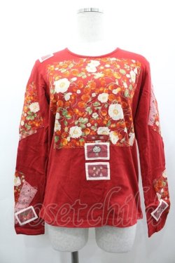 画像1: PINK HOUSE / 苺&チェリー柄パッチワーク長袖Tシャツ L レッド I-26-03-12-026-LO-TS-SA-ZI