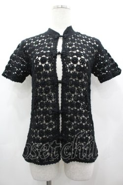 画像1: INGEBORG / ニットチャイナトップス  ブラック I-26-03-12-027-LO-TO-SA-ZI