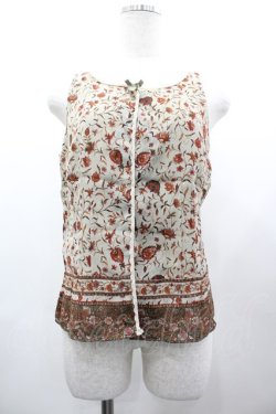 画像1: INGEBORG / ペイズリー柄ノースリーブブラウス M グリーン I-26-03-12-028-LO-BL-SA-ZI