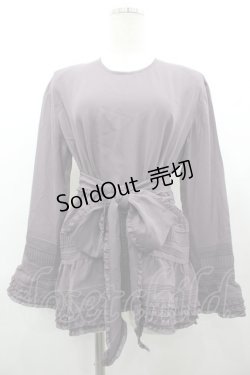 画像1: KANEKO ISAO / シアー裾フリルノーカラーブラウス  パープル I-26-03-12-031-EL-BL-SA-ZI