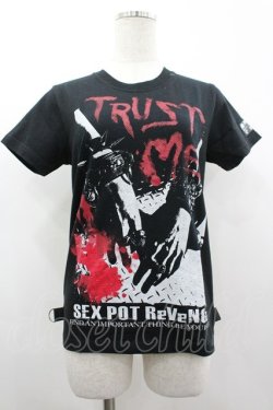 画像1: SEX POT ReVeNGe / ハンドプリントTシャツ  黒Ｘ白Ｘ赤 I-26-03-14-032-SP-TO-SA-ZI