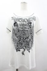 画像1: ALGONQUINS / 骸骨プリント半袖カットソー  白Ｘ黒 I-26-03-14-033-AL-TO-SA-ZI (1)