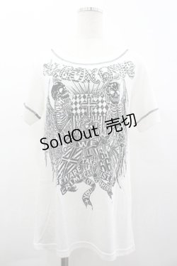 画像1: ALGONQUINS / 骸骨プリント半袖カットソー  白Ｘ黒 I-26-03-14-033-AL-TO-SA-ZI