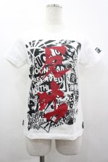 画像1: SEX POT ReVeNGe / 切り抜き風プリントTシャツ  白Ｘ黒Ｘ赤 I-26-03-14-035-SP-TO-SA-ZI (1)