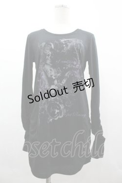 画像1: SEX POT ReVeNGe / ドクロ&英字プリント長袖カットソー S 黒ＸパープルＸグレー I-26-03-14-040-SP-TO-SA-ZI