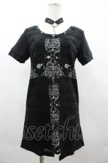 画像1: SEX POT ReVeNGe / クラッシュ&クロス半袖カットソー  黒Ｘ白 I-26-03-14-048-SP-TO-SA-ZI (1)