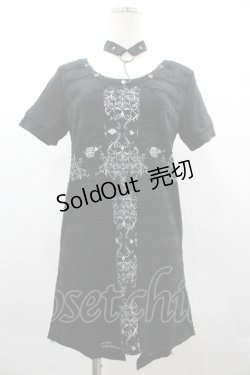 画像1: SEX POT ReVeNGe / クラッシュ&クロス半袖カットソー  黒Ｘ白 I-26-03-14-048-SP-TO-SA-ZI