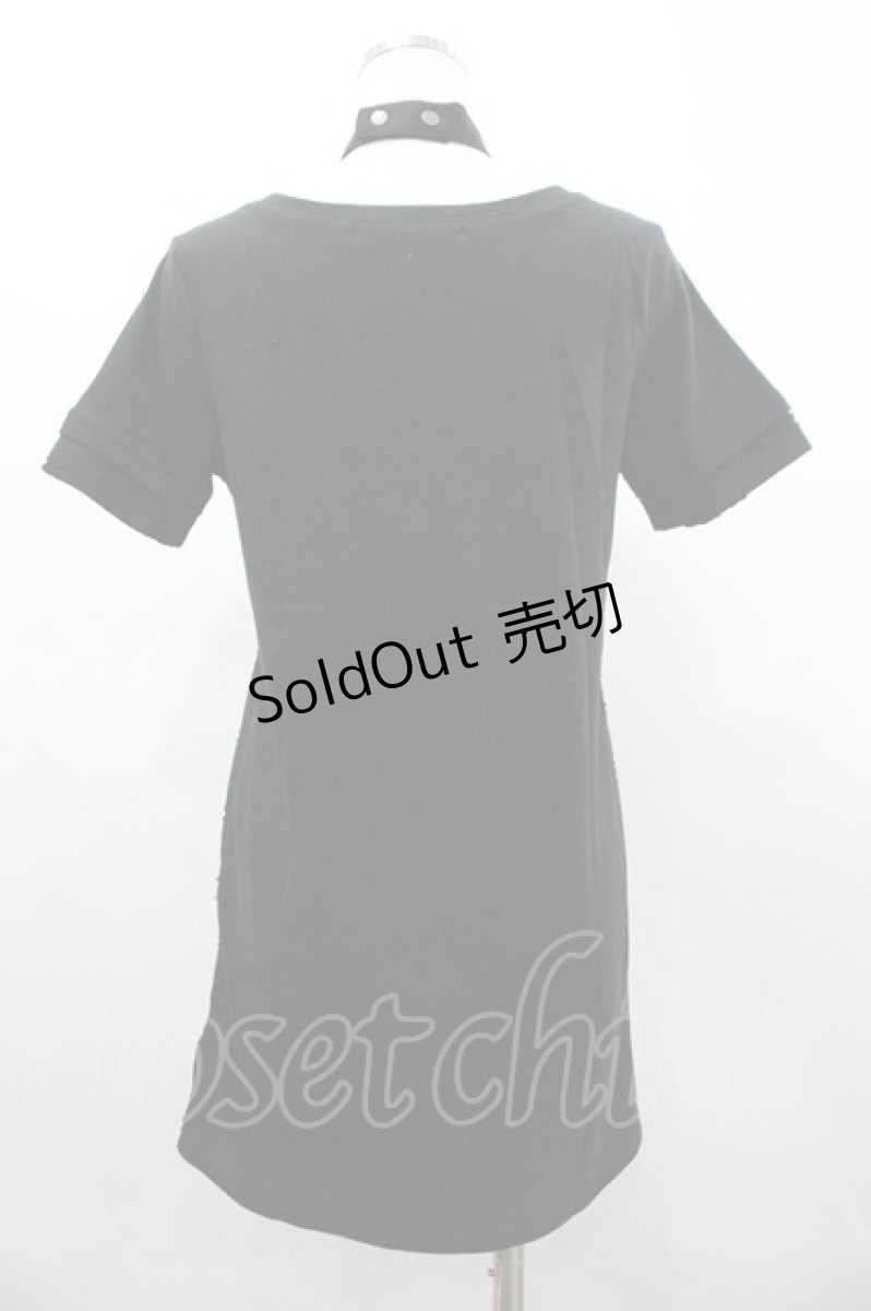 画像2: SEX POT ReVeNGe / クラッシュ&クロス半袖カットソー  黒Ｘ白 I-26-03-14-048-SP-TO-SA-ZI (2)