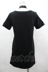 画像2: SEX POT ReVeNGe / クラッシュ&クロス半袖カットソー  黒Ｘ白 I-26-03-14-048-SP-TO-SA-ZI (2)