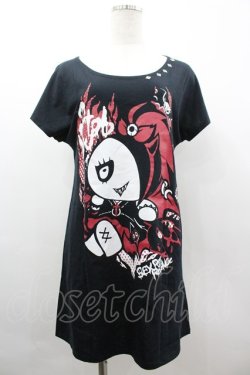 画像1: SEX POT ReVeNGe / キャラプリントロングTシャツ  黒Ｘ白Ｘ赤 I-26-03-14-049-SP-TO-SA-ZI