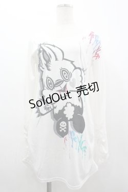 画像1: SEX POT ReVeNGe / つかみうさぎプリントカットソー S 黒Ｘカラフル I-26-03-14-050-SP-TO-SA-ZI