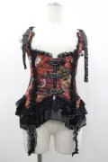 Qutie Frash / 和柄ホルターコルセット  黒Ｘ赤 I-26-03-14-057-QU-TO-SA-ZI
