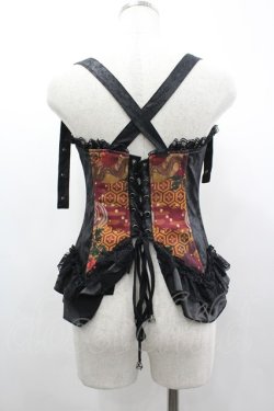 画像2: Qutie Frash / 和柄ホルターコルセット  黒Ｘ赤 I-26-03-14-057-QU-TO-SA-ZI