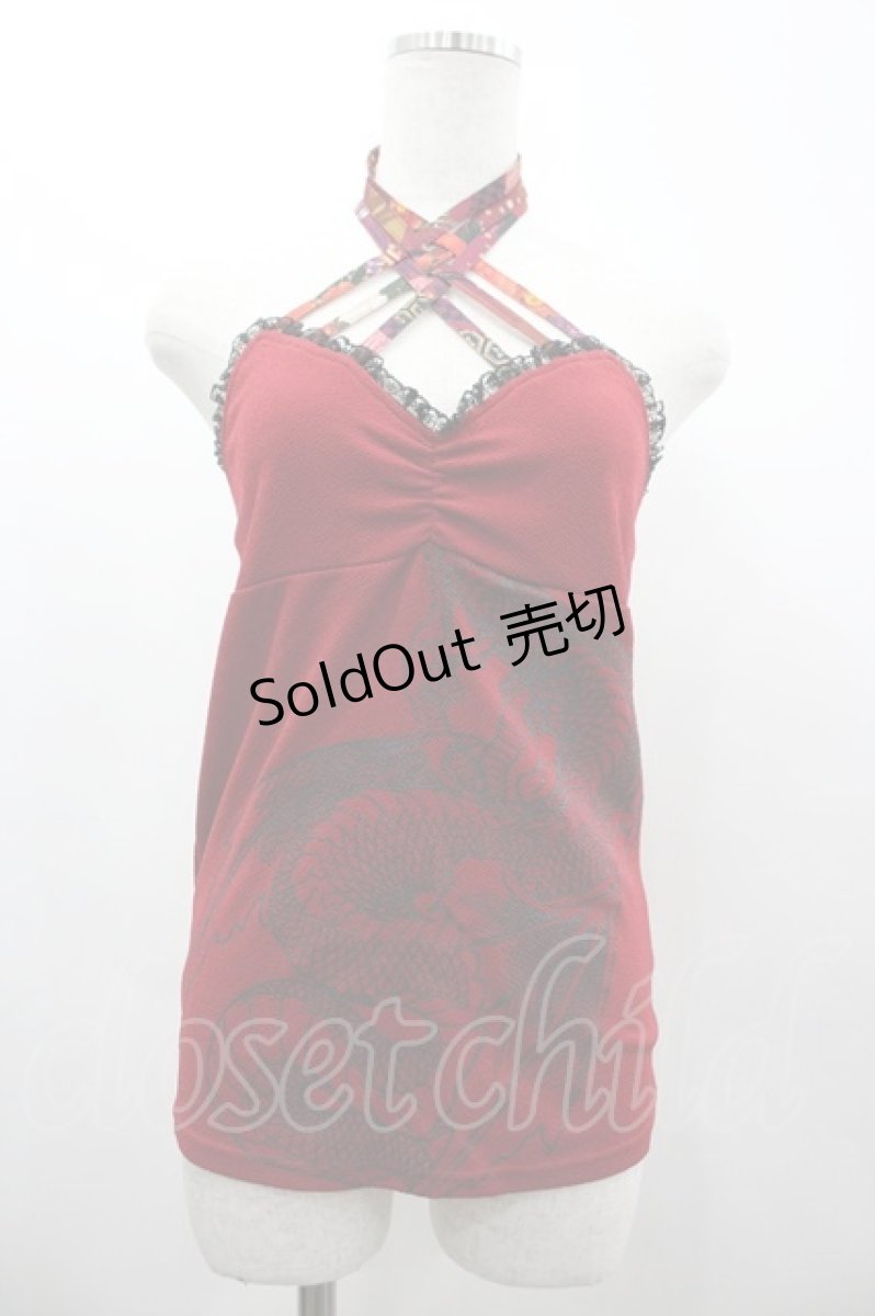 画像1: Qutie Frash / クロスキャミ  赤Ｘ黒 I-26-03-14-058-QU-TS-SA-ZI (1)