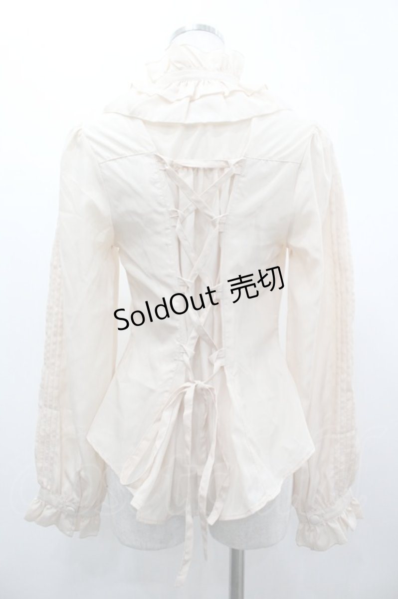 画像2: metamorphose / フリルスタンドカラーブラウス  ベージュ I-26-03-14-001-ME-BL-TE-ZI (2)