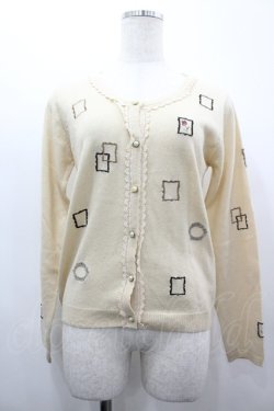 画像1: axes femme / 額縁刺繍カーディガン M アイボリー I-26-03-14-007-AX-TO-TE-ZI