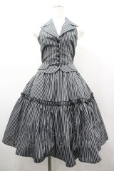 ATELIER PIERROT / ストライプベスト＆スカート  グレー×黒 I-26-03-14-069-EL-SK-TE-ZI