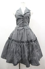 画像1: ATELIER PIERROT / ストライプベスト＆スカート  グレー×黒 I-26-03-14-069-EL-SK-TE-ZI (1)