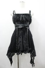 画像1: SEX POT ReVeNGe / コルセットデザインベルベットキャミワンピース  黒 I-26-03-14-070-SP-OP-SA-ZI (1)