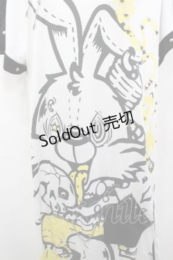 画像2: SEX POT ReVeNGe / バニーptダメージTシャツワンピース  白×黒×イエロー I-26-03-14-071-SP-OP-TE-ZI