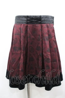 画像1: axes femme / シンデレラ風プリントスカート M ワイン I-26-03-14-076-AX-SK-TE-ZI