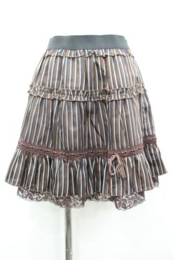 画像1: axes femme / はしごリボンストライプスカート M ブラウン I-26-03-14-077-AX-BL-TE-ZI