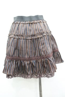 画像3: axes femme / はしごリボンストライプスカート M ブラウン I-26-03-14-077-AX-BL-TE-ZI