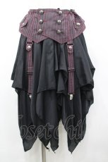 画像1: ALGONQUINS / ガーターレイヤードイレギュラースカート F 黒×ピンク I-26-03-14-080-AL-SK-TE-ZI (1)